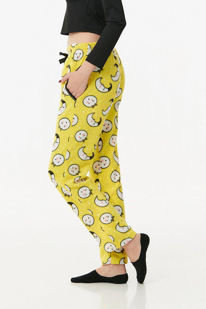 Panda Printed Pocket Fleece Pajama Bottoms