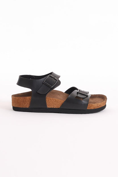 Children's Unisex Black Comfortable Poly Sole Double Buckle Sandals