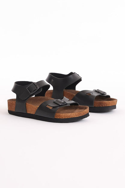 Children's Unisex Black Comfortable Poly Sole Double Buckle Sandals