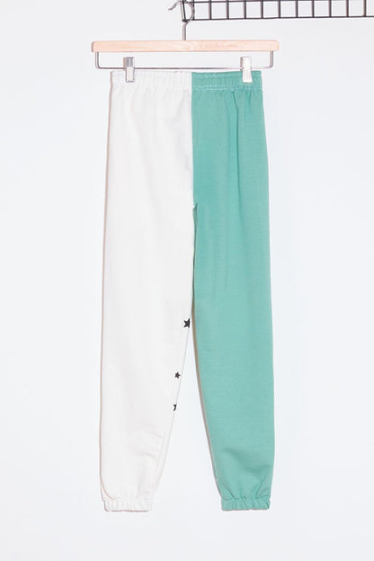 Girl Mint Star Patterned Sweatpants Age 9-16 12898