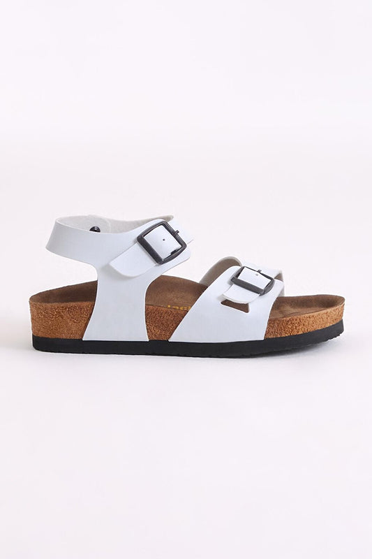 Children's Unisex White Comfortable Poly Sole Double Buckle Sandals