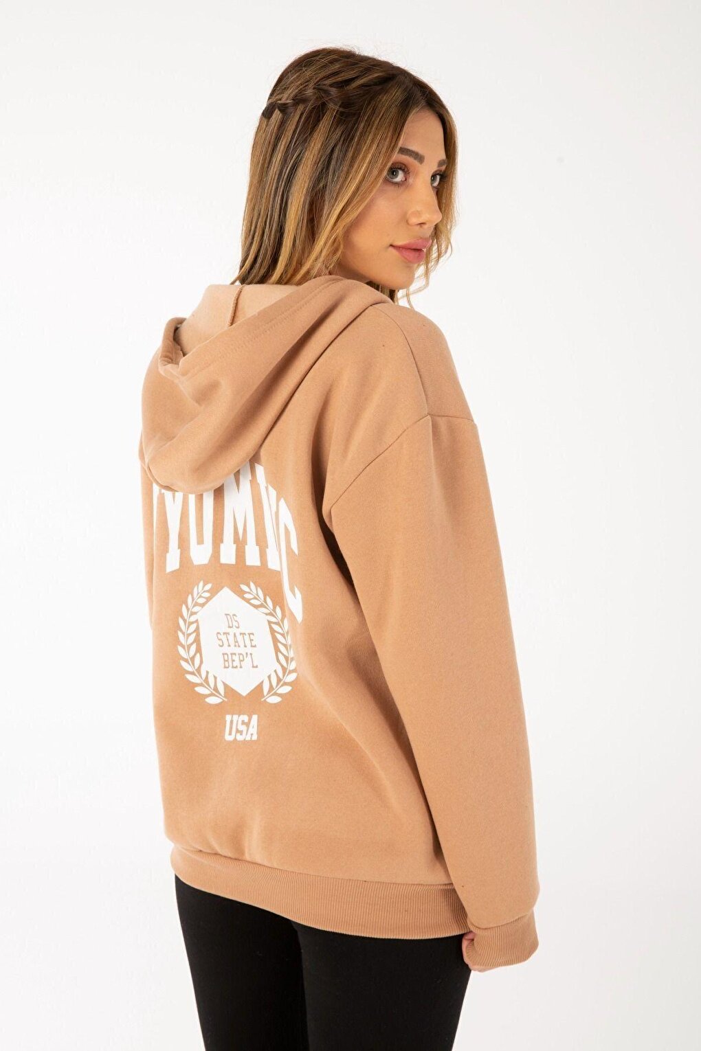 Women's Oversize Printed Zipper Sweatshirt College