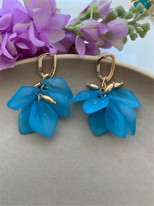 Blue Leaf Earrings