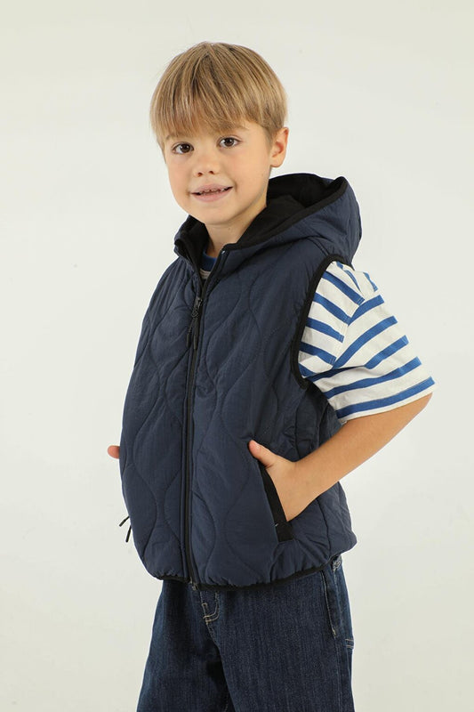 Hooded Double Pocket Boy's Vest