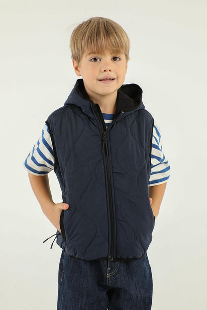 Hooded Double Pocket Boy's Vest