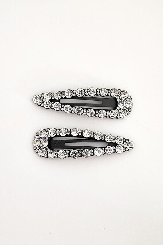 Black Snap Buckle with Large Crystal Stones Pack of 2