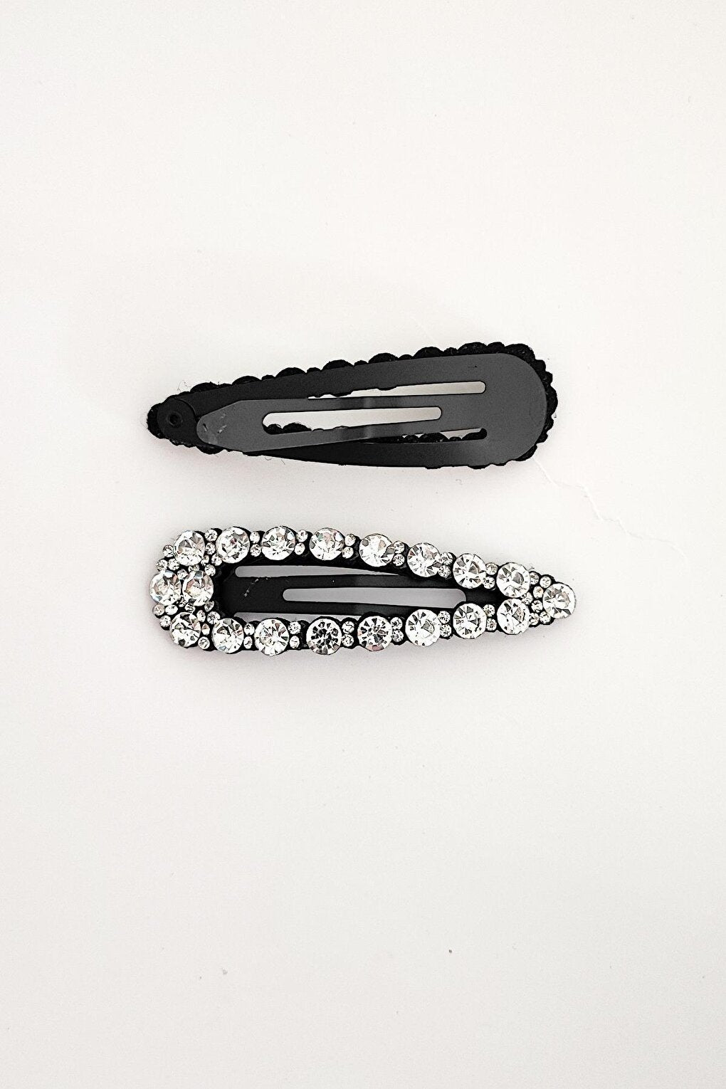 Black Snap Buckle with Large Crystal Stones Pack of 2