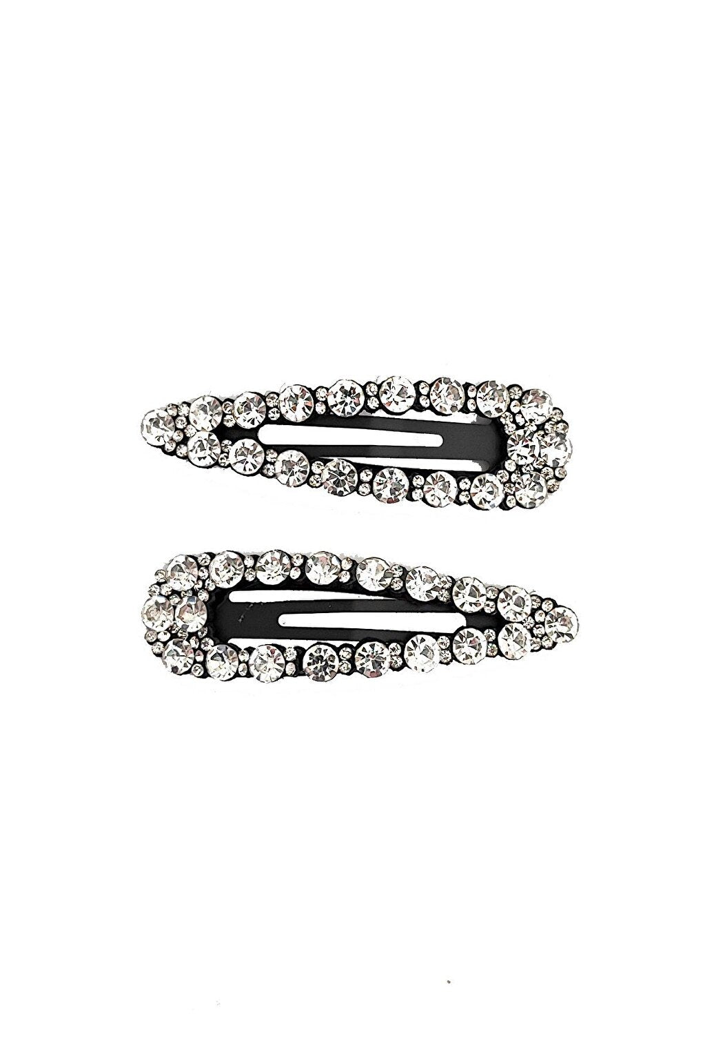 Black Snap Buckle with Large Crystal Stones Pack of 2