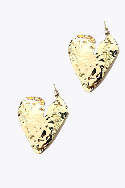 Melted Iron Heart Metal Side Earring