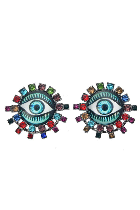 Colorful Stone Eye Figure Earrings