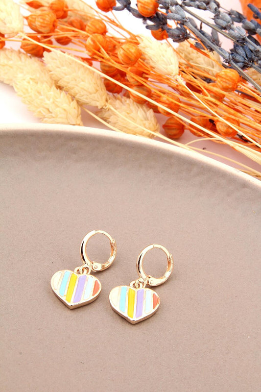 Ring Striped Heart Earrings