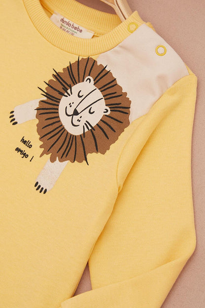 Yellow Lion Printed Letter Baby Boy Set 17396