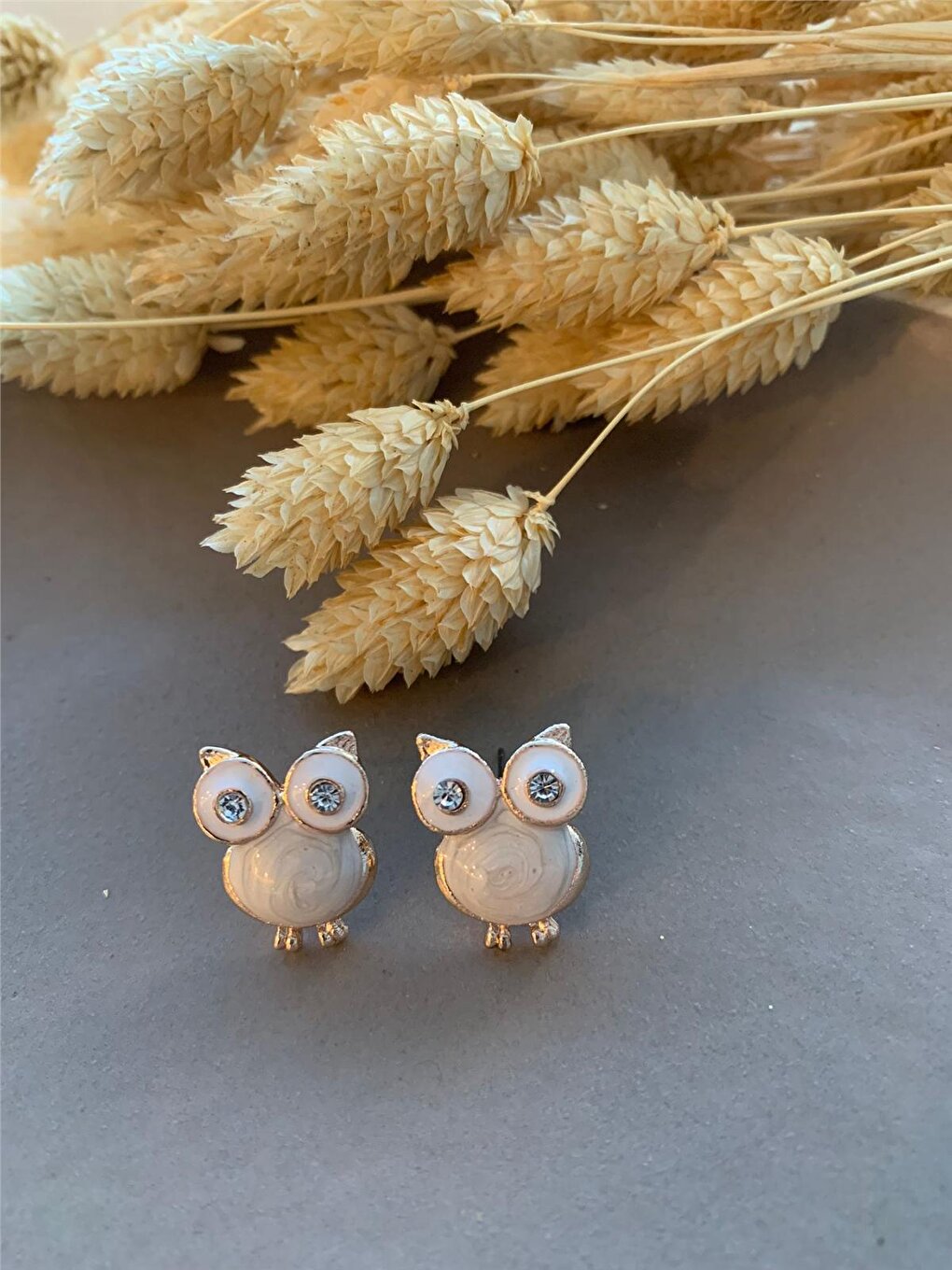 Cream Owl Earrings