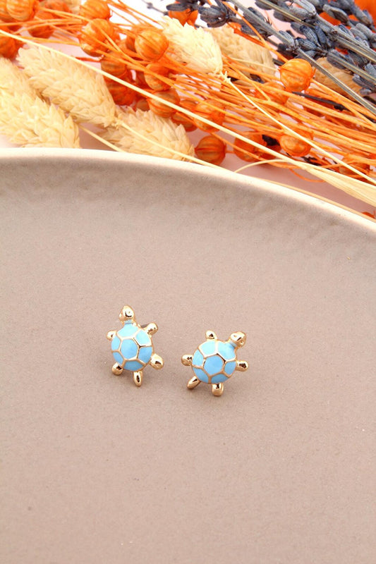 Blue Mini Turtle Earrings