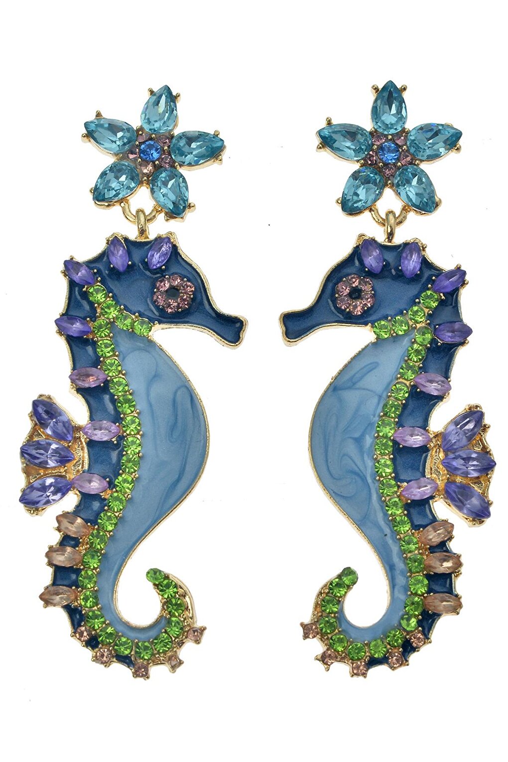 Blue Sea Horse Earring