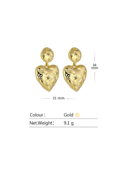 Star Detailed Heart Earrings