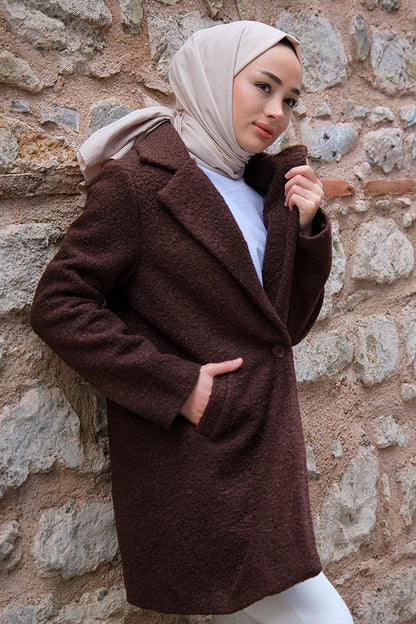 Women's Boucle Coat Bitter Brown