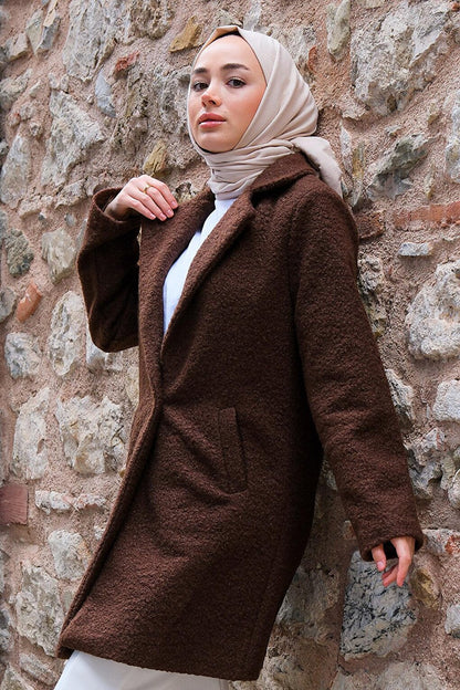 Women's Boucle Coat Bitter Brown