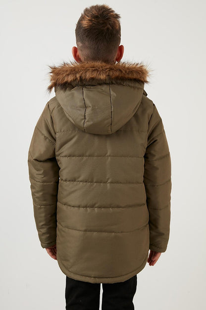 Hooded Winter Coat with Faux Fur Collar and Plush Lining 6036024