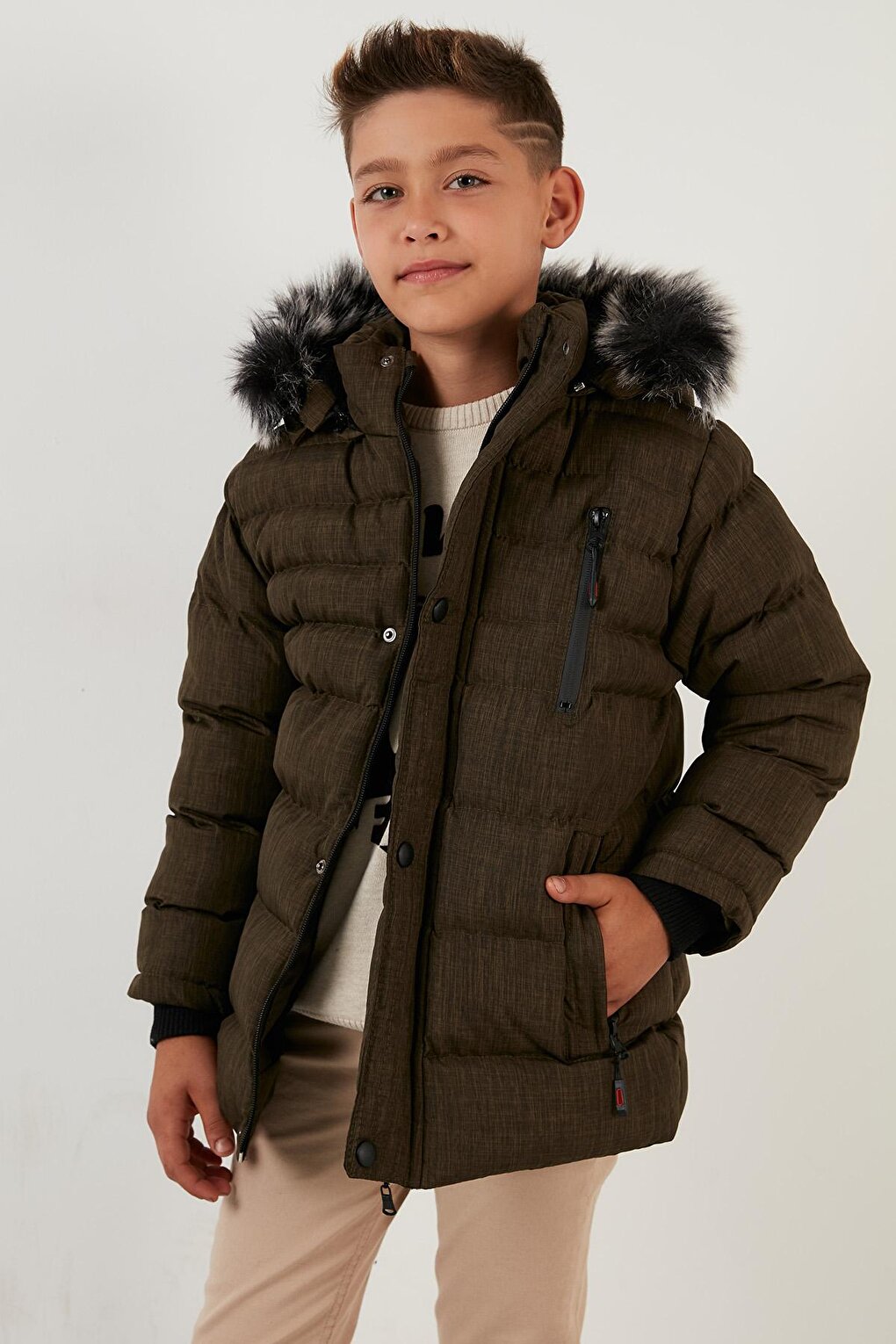 Plush Lined Removable Hooded Winter Coat with Pockets 5760024