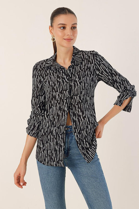 3721 Graphic Patterned Shirt - M.Black