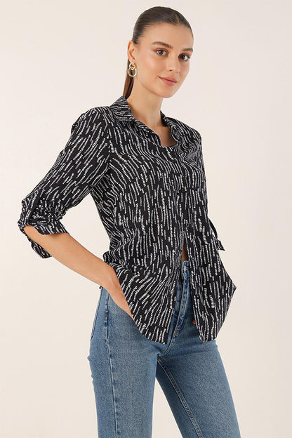 3721 Graphic Patterned Shirt - M.Black