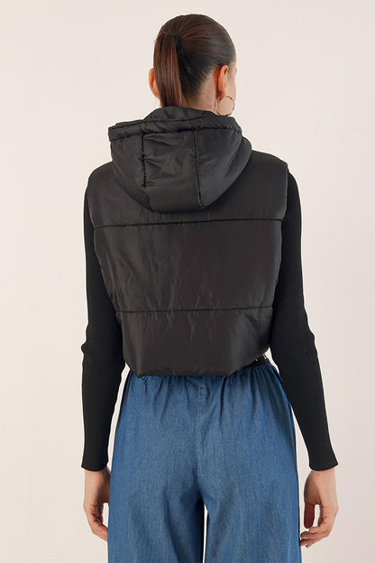 6789 Crop Puffer Vest - Black