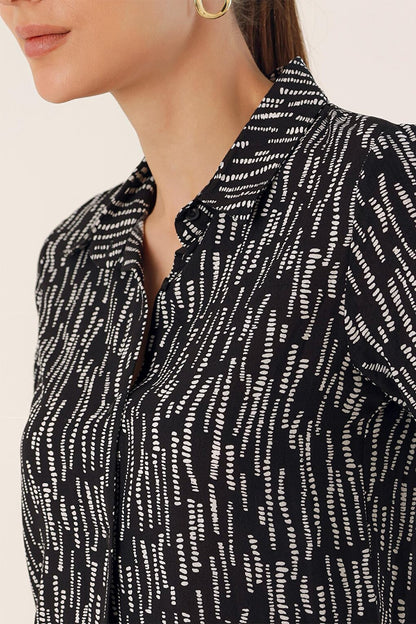 3721 Graphic Patterned Shirt - M.Black