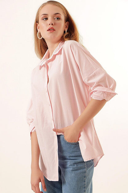 3900 Oversize Long Basic Shirt - Powder