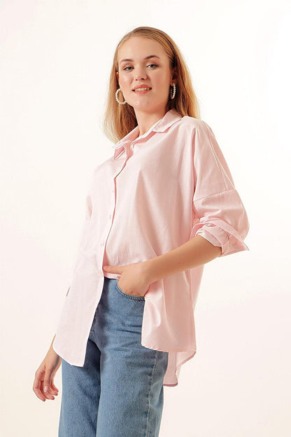 3900 Oversize Long Basic Shirt - Powder