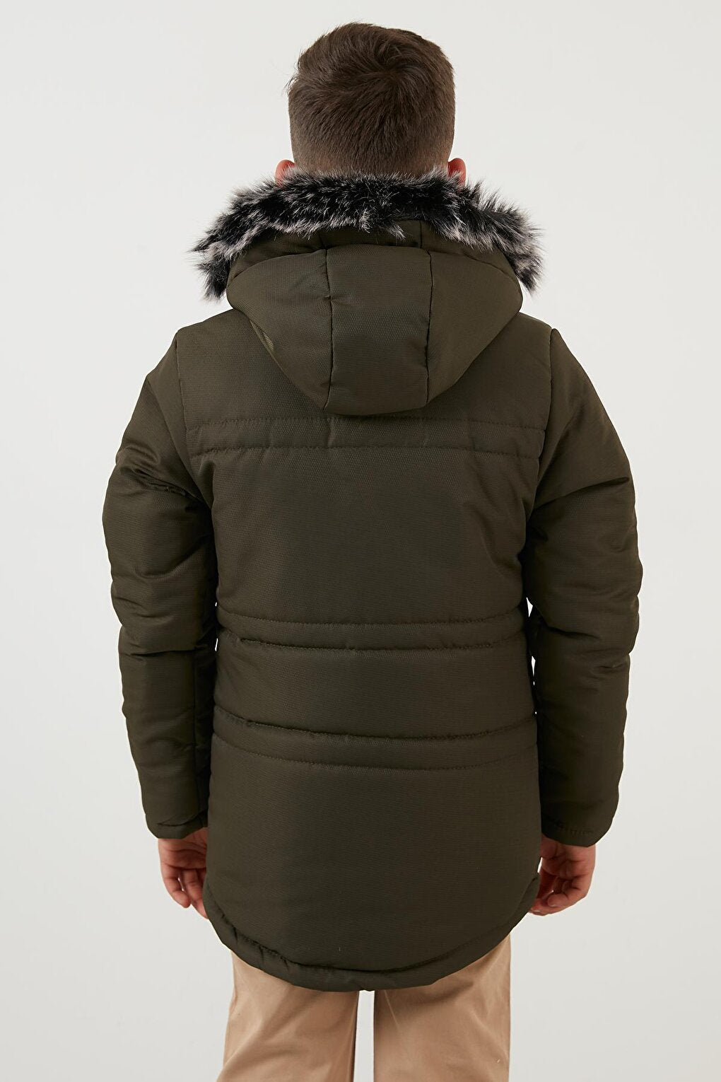 Hooded Winter Coat with Faux Fur Collar and Plush Lining 6036056