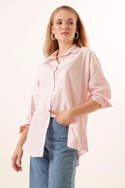 3900 Oversize Long Basic Shirt - Powder