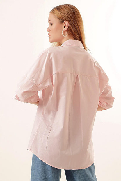 3900 Oversize Long Basic Shirt - Powder