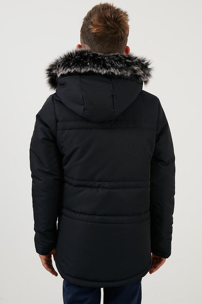 Hooded Winter Coat with Faux Fur Collar and Plush Lining 6036056