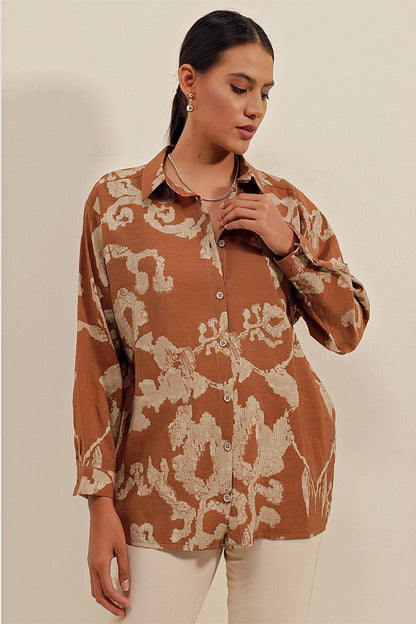 3900 Oversize Long Basic Shirt - V. Tan