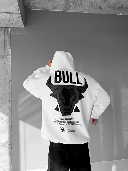 Oversize Bull Printed Hoodie White