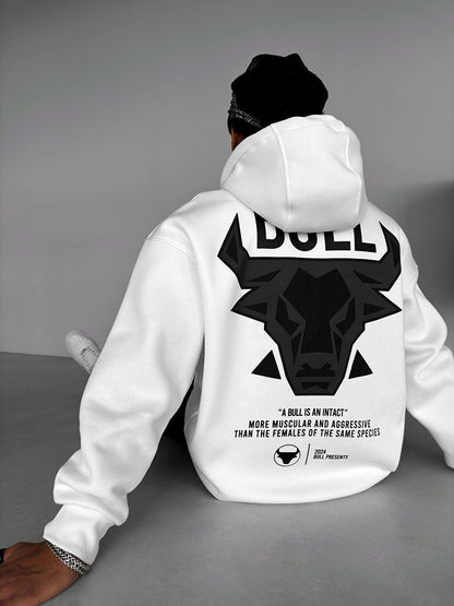 Oversize Bull Printed Hoodie White