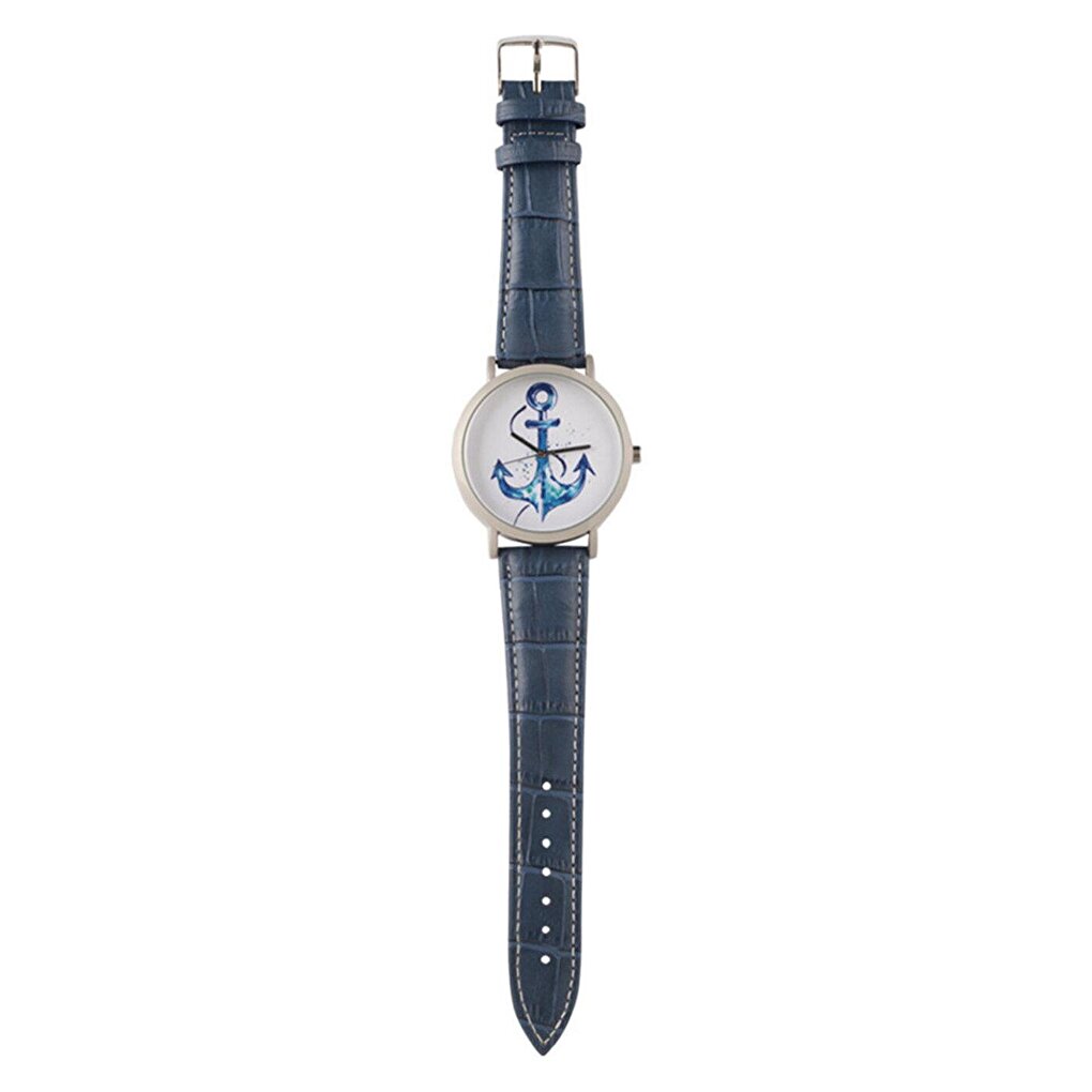 Men's Wristwatch with Anchor Leather Strap