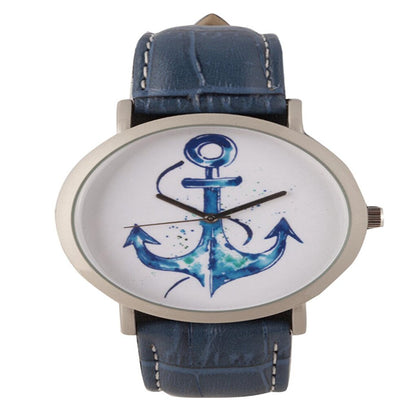 Men's Wristwatch with Anchor Leather Strap