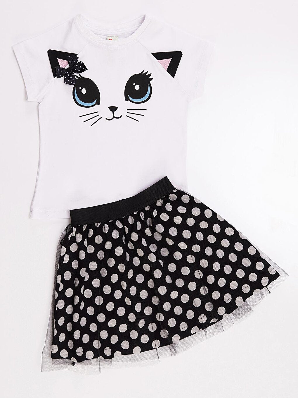 Polka Dot Cat Girl Skirt Set