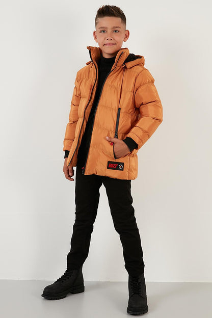 Removable Hooded Puffer Coat with Plush Lining 5763038