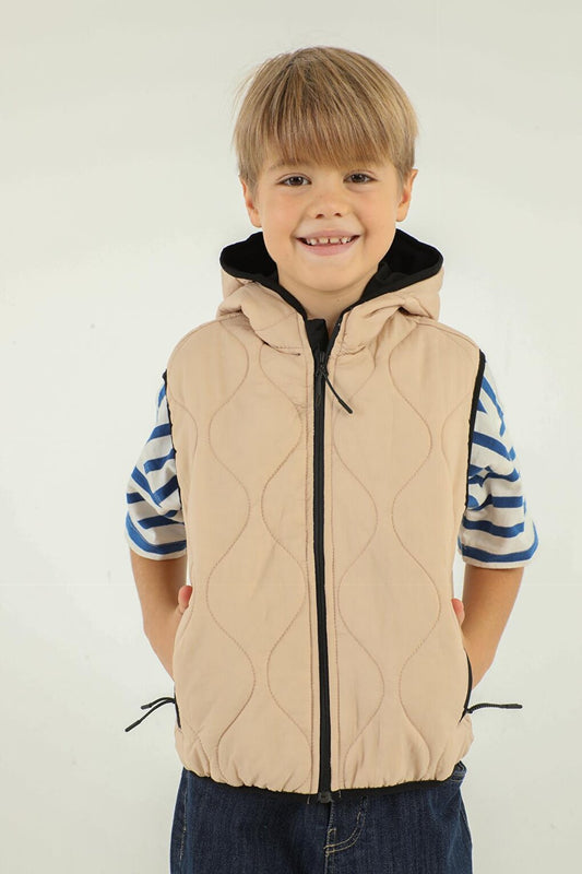 Hooded Double Pocket Boy's Vest