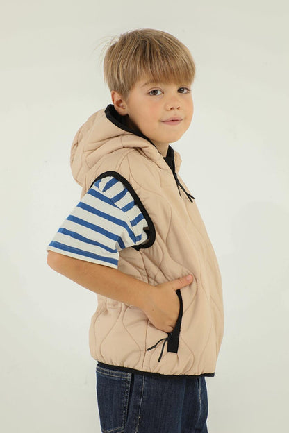 Hooded Double Pocket Boy's Vest