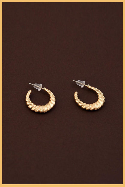 Gold Plated Set of 2 Thin Stud Earrings