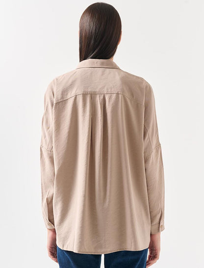 Mink Loose Cut Low Sleeve Long Back Shirt