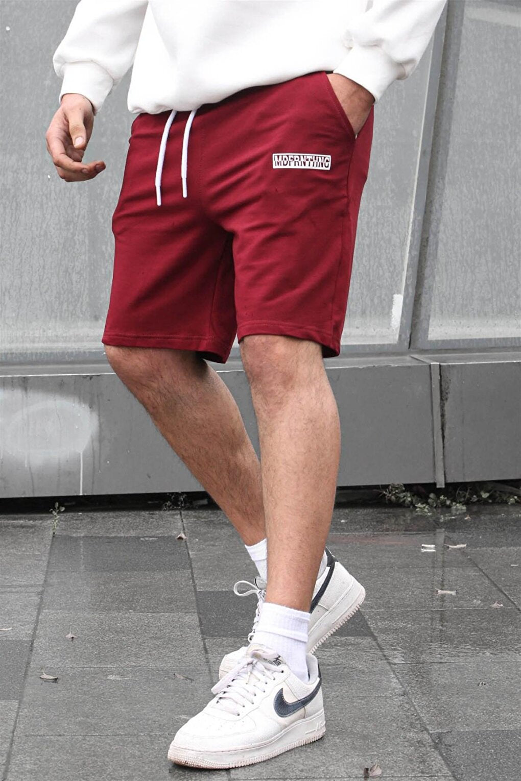 Claret Red Printed Men's Capri Shorts 5487