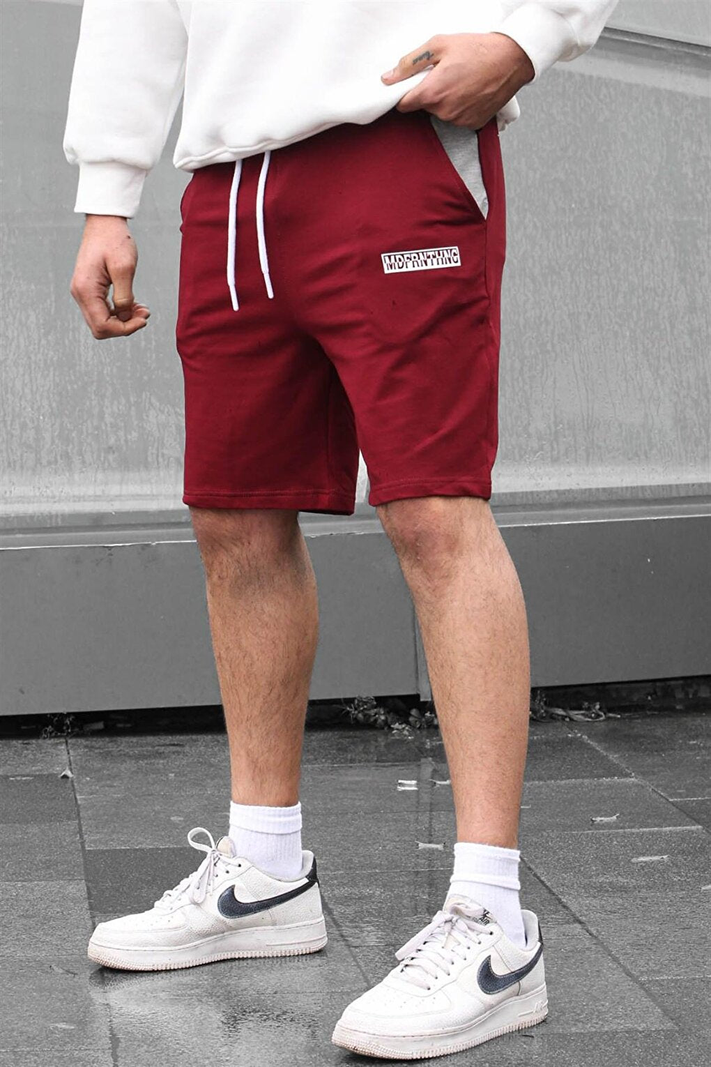 Claret Red Printed Men's Capri Shorts 5487