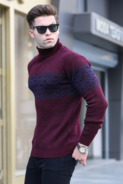 Claret Red Turtleneck Knitwear Sweater 5970