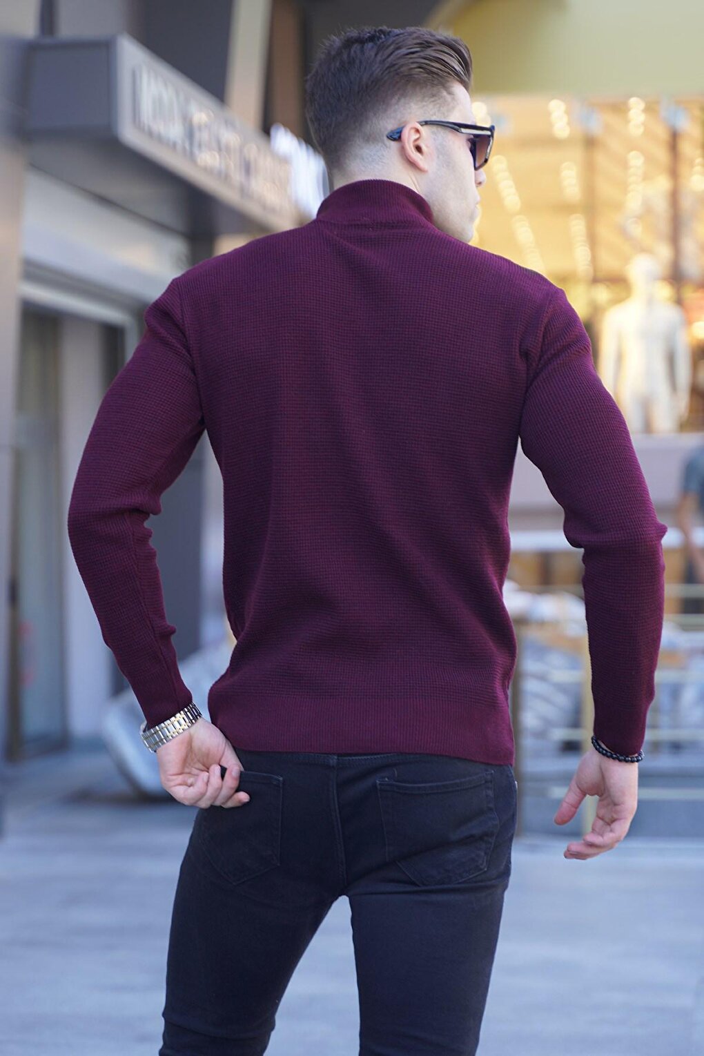 Claret Red Half Turtleneck Knitwear Sweater 5969