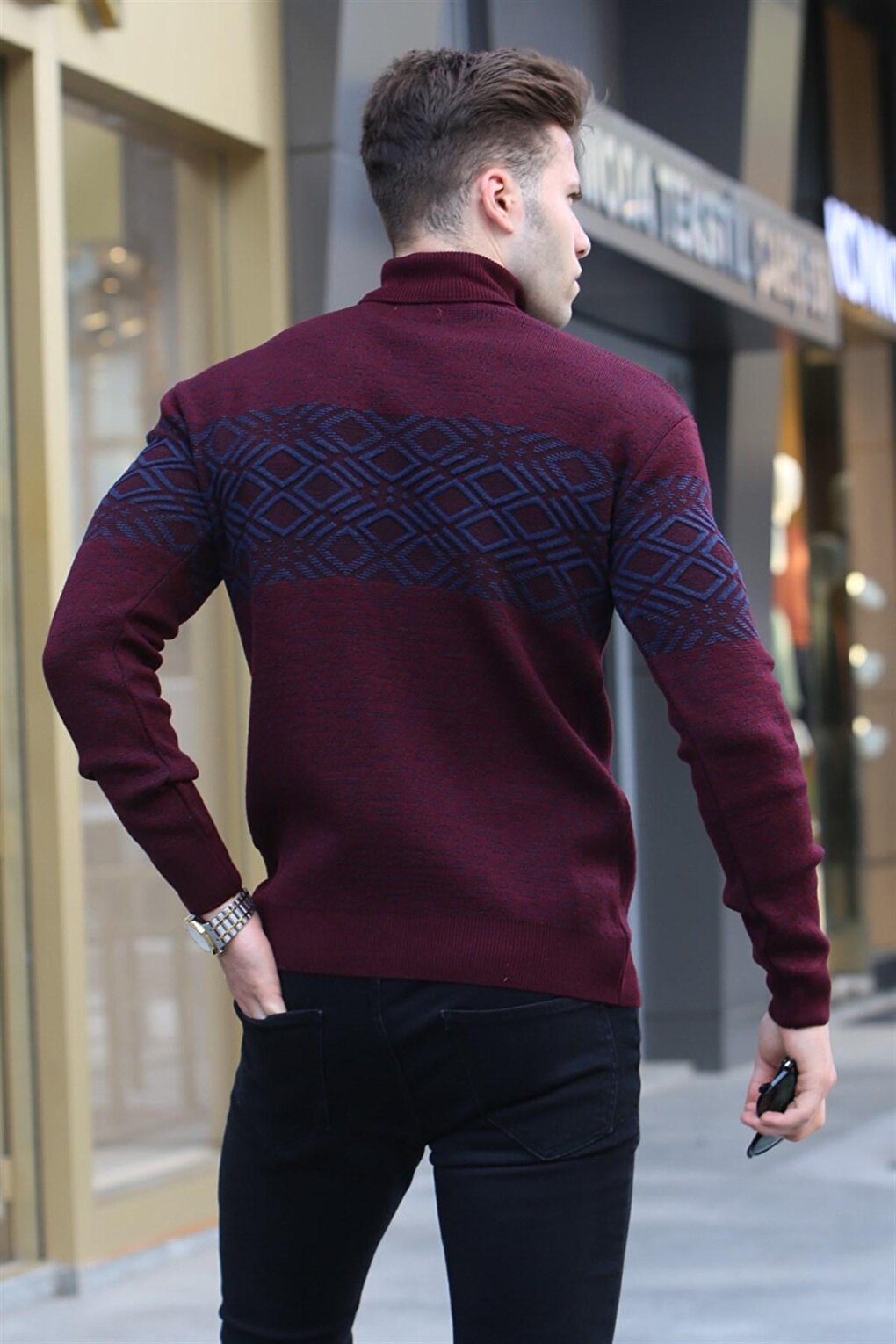 Claret Red Turtleneck Knitwear Sweater 5970